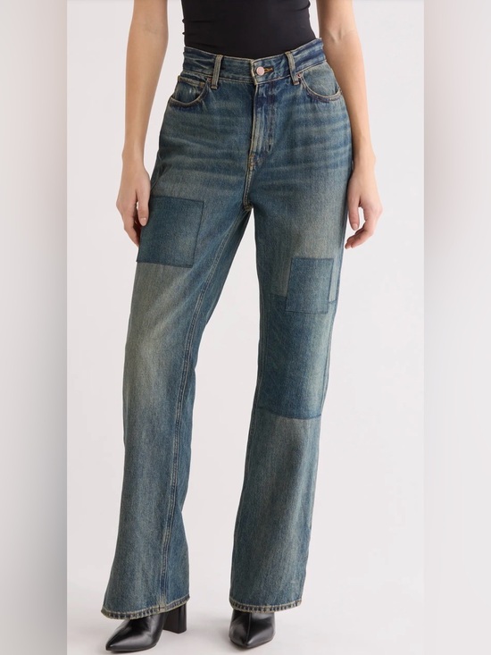 Good American Denim - NWT Good American Khloe High Waist Patchwork Straight Leg Jeans Denim Size 12 31